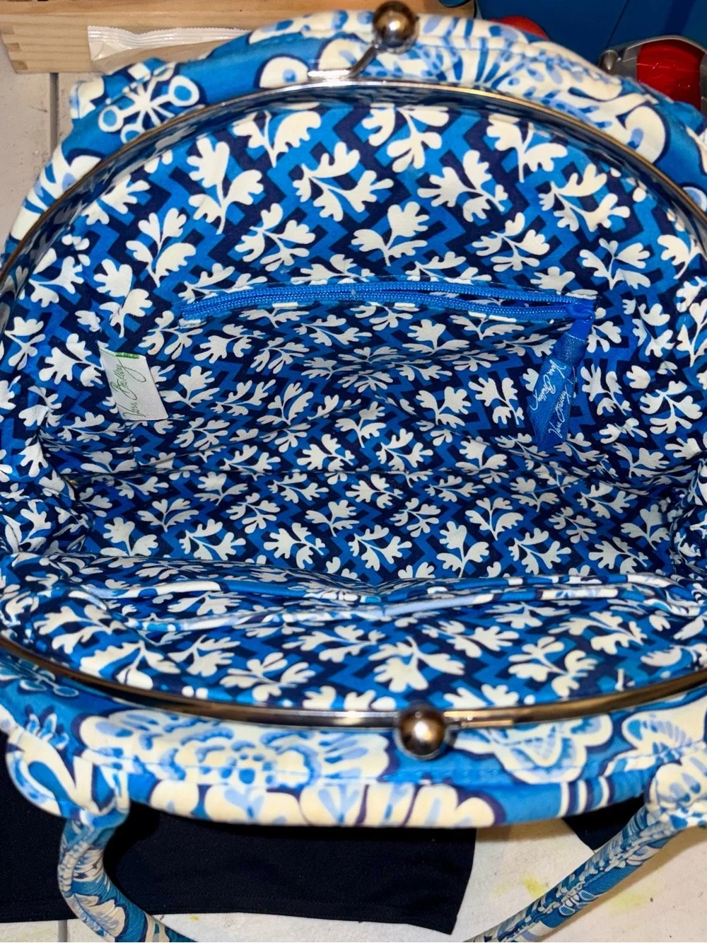 Vera Bradley Blue and White Quilted Floral Clasp Purse